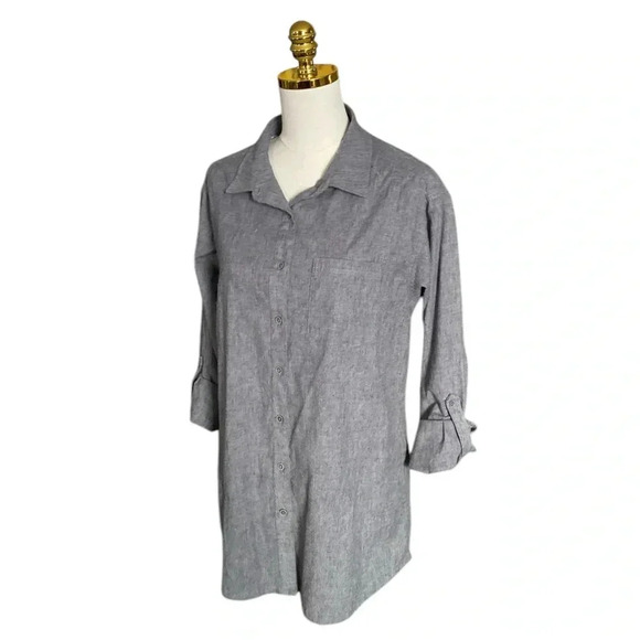 PRANA | Women’s Grey Aster Button Down Open Vent Tunic Shirt Size M - Picture 8 of 15